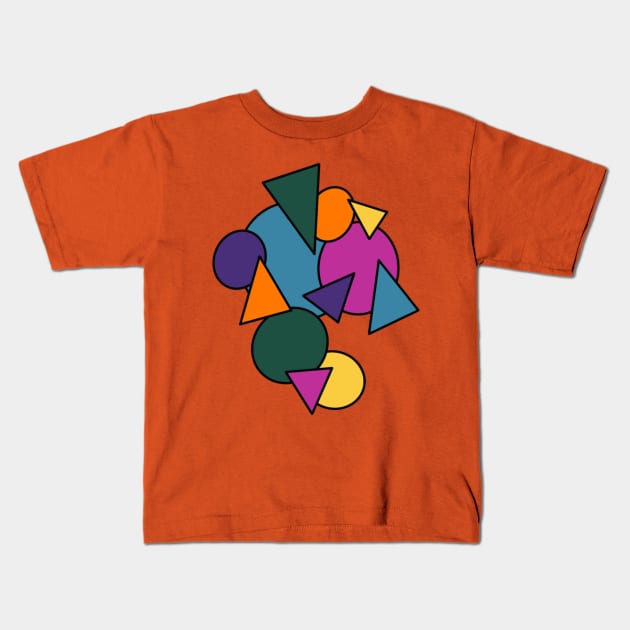 90s  Colorful Shapes Kids T-Shirt by Macbeth